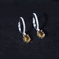Oval Shape Citrine Hoop Drop Earrings with Diamond