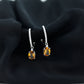 Oval Shape Citrine Hoop Drop Earrings with Diamond
