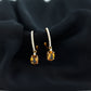 Oval Shape Citrine Hoop Drop Earrings with Diamond