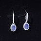 Lab Grown Blue Sapphire Hoop Drop Earrings with Moissanite Halo