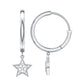 Diamond Star Drop Hoop Earrings