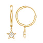 Diamond Star Drop Hoop Earrings