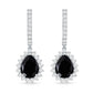 Natural 2 Carat Black Spinel Teardrop Earrings with Moissanite Halo