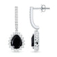 Natural 2 Carat Black Spinel Teardrop Earrings with Moissanite Halo