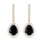 Natural 2 Carat Black Spinel Teardrop Earrings with Moissanite Halo