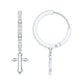 Certified Diamond Cross Drop Hoop Earrings