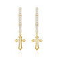 Certified Diamond Cross Drop Hoop Earrings