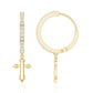 Certified Diamond Cross Drop Hoop Earrings
