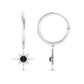 Lab Created Black and White Diamond Sunburst Hoop Earrings
