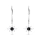 Lab Created Black and White Diamond Sunburst Hoop Earrings