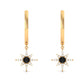 Lab Created Black and White Diamond Sunburst Hoop Earrings