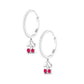 Natural Ruby Cherry Drop Hoop Earrings with Diamond