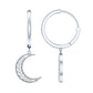 Certified Diamond Moon Drop Hoop Earrings