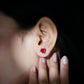 Certified Lab Grown Ruby Devil Heart Earrings