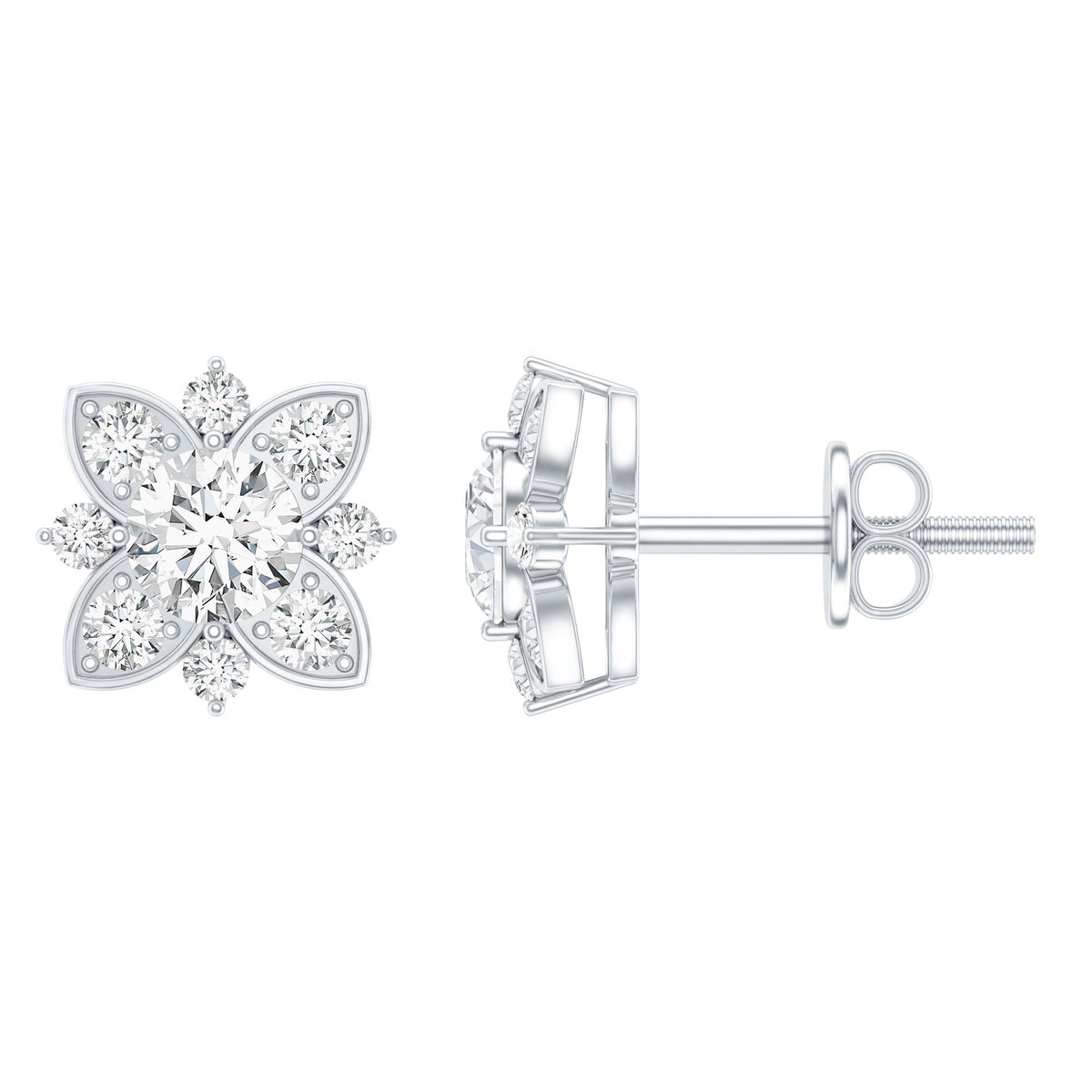 Pendientes de Flor de Moissanita Certificada