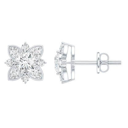 Pendientes de Flor de Moissanita Certificada