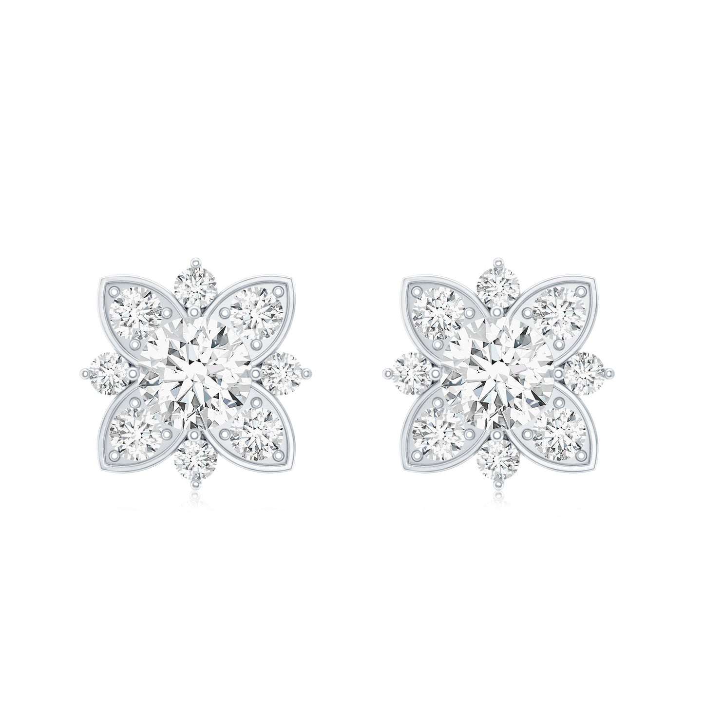Pendientes de Flor de Moissanita Certificada