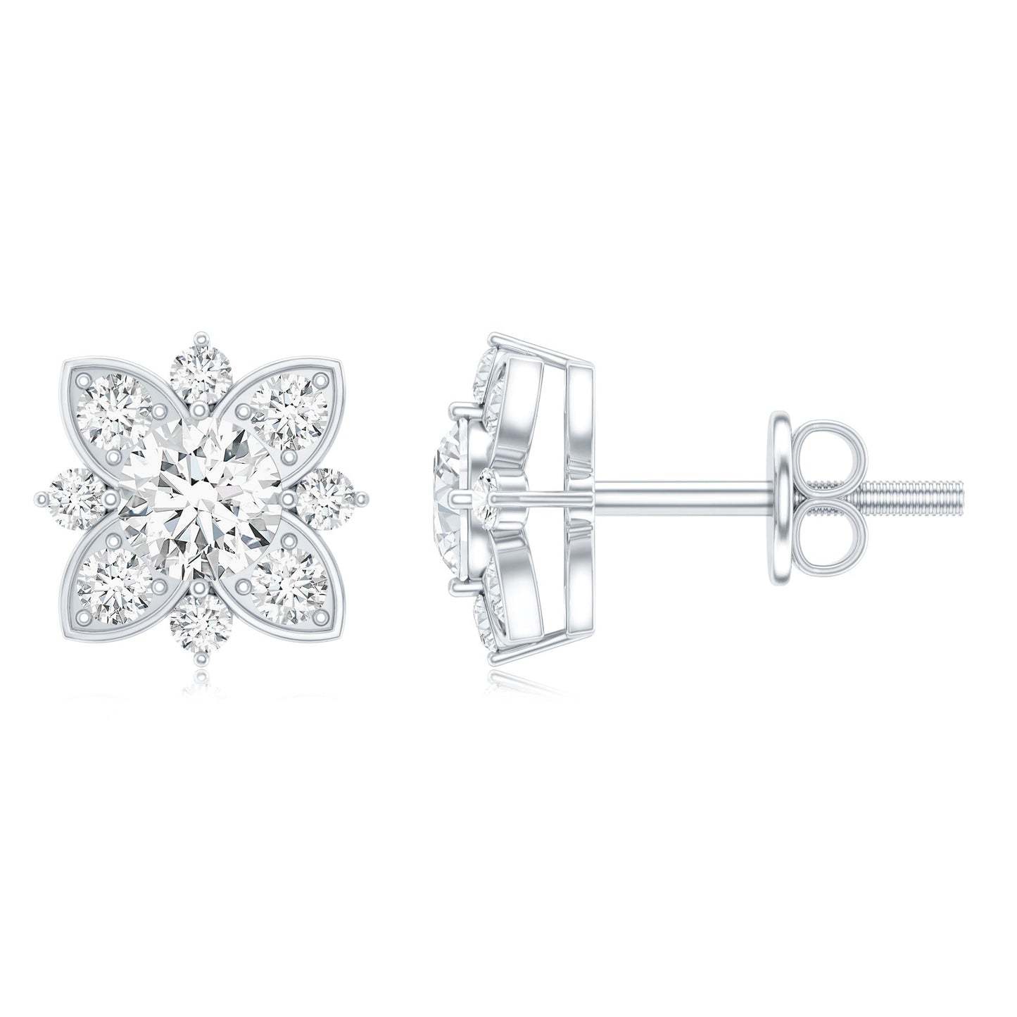 Pendientes de Flor de Moissanita Certificada