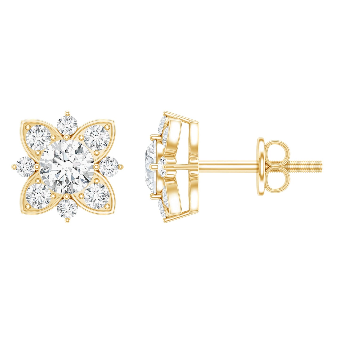 Pendientes de Flor de Moissanita Certificada
