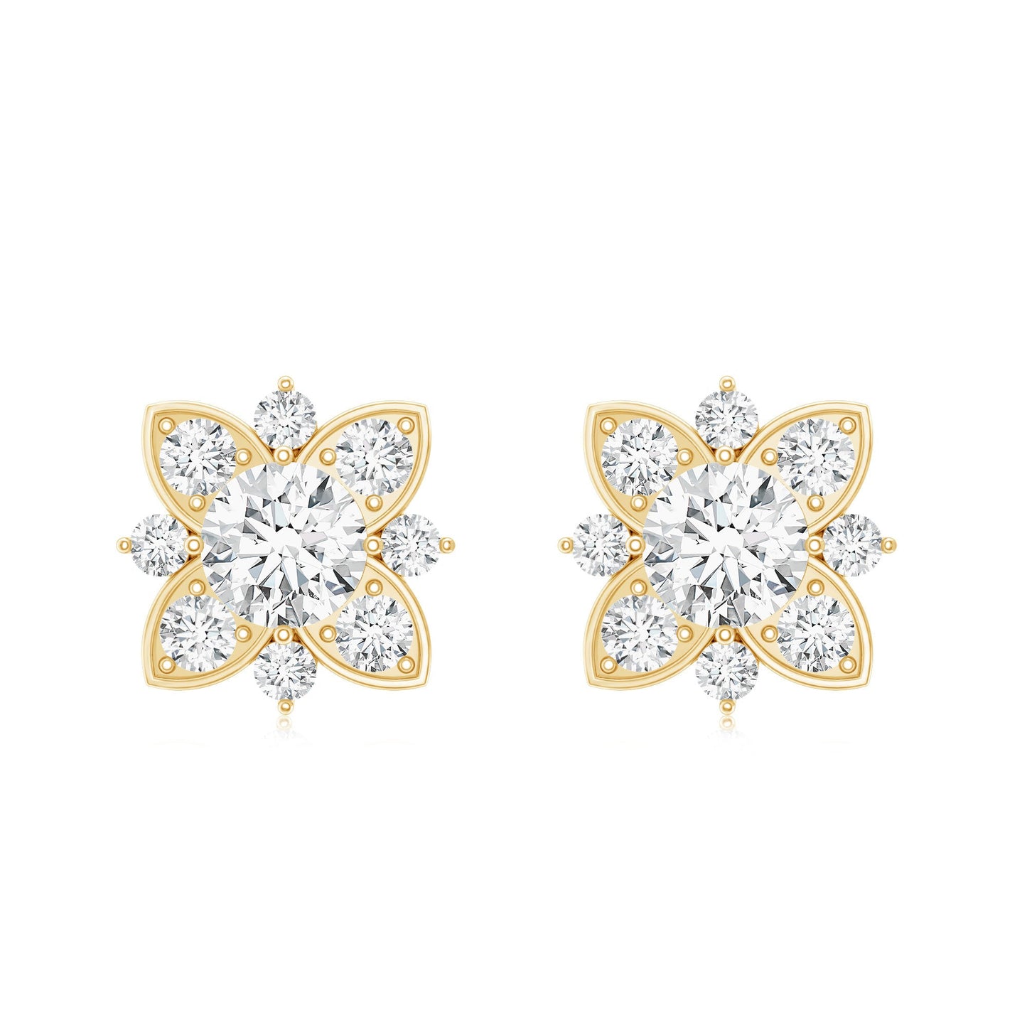 Pendientes de Flor de Moissanita Certificada
