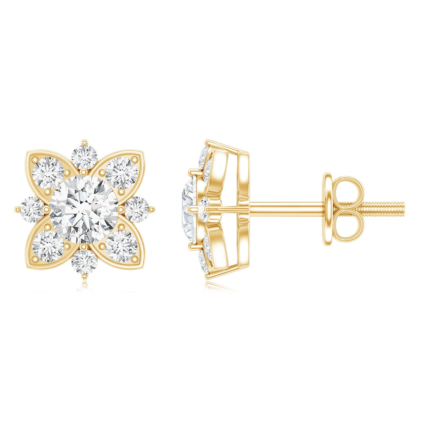 Pendientes de Flor de Moissanita Certificada