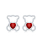 Certified Lab Created Ruby Teddy Bear Stud Earrings