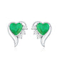 Real Emerald and Diamond Heart Stud Earrings