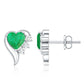 Real Emerald and Diamond Heart Stud Earrings