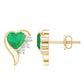 Real Emerald and Diamond Heart Stud Earrings