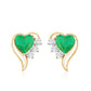 Real Emerald and Diamond Heart Stud Earrings