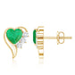 Real Emerald and Diamond Heart Stud Earrings