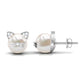 14.9 Carat Freshwater Pearl and Diamond Kitten Stud Earrings