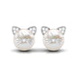 14.9 Carat Freshwater Pearl and Diamond Kitten Stud Earrings