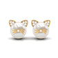 14.9 Carat Freshwater Pearl and Diamond Kitten Stud Earrings
