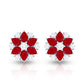 Pear Cut Ruby and Diamond Vintage Flower Earrings