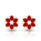 Pear Cut Ruby and Diamond Vintage Flower Earrings