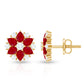 Pear Cut Ruby and Diamond Vintage Flower Earrings