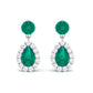 Natural Emerald Teardrop Earrings with Diamond Halo