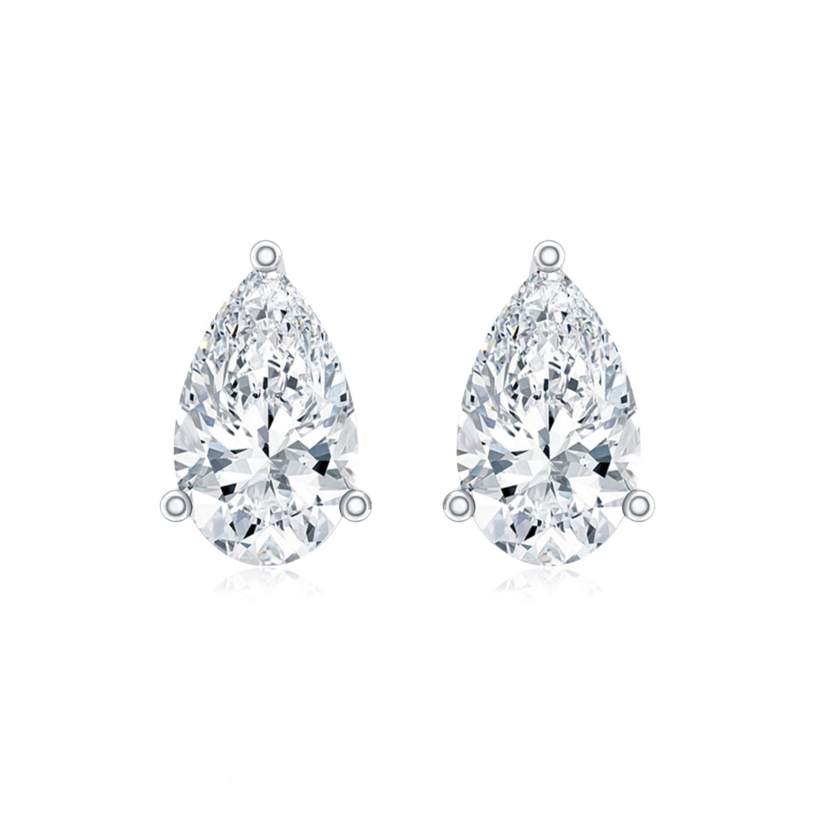 Pear Cut Diamond Solitaire Stud Earrings