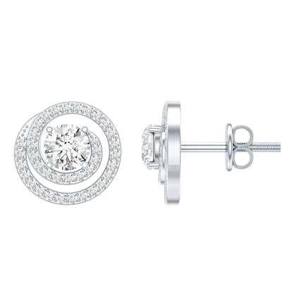 Lab Grown Diamond Swirl Stud Earrings With Screw Back