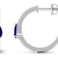0.6 Carat Pear Cut Blue Sapphire and Diamond Hoop Earrings