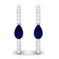 0.6 Carat Pear Cut Blue Sapphire and Diamond Hoop Earrings