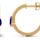 0.6 Carat Pear Cut Blue Sapphire and Diamond Hoop Earrings
