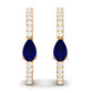 0.6 Carat Pear Cut Blue Sapphire and Diamond Hoop Earrings