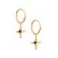 Lab Created Black and White Diamond Star Dangle Hoop Earrings