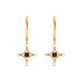 Lab Created Black and White Diamond Star Dangle Hoop Earrings