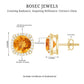 Genuine 2.4 Carat Round Citrine Stud Earrings with Diamond Halo