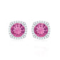 Pink Tourmaline Stud Earrings with Diamond Halo