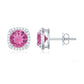 Pink Tourmaline Stud Earrings with Diamond Halo
