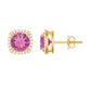 Pink Tourmaline Stud Earrings with Diamond Halo